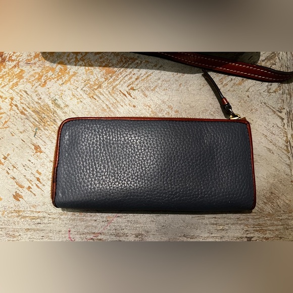 Dooney & Bourke Pebbled Leather Blue and Chestnut Crossbody and Wallet Set - Picture 10 of 12